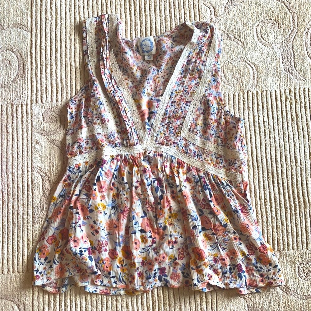 Blue Rain floral beige XS blouse.